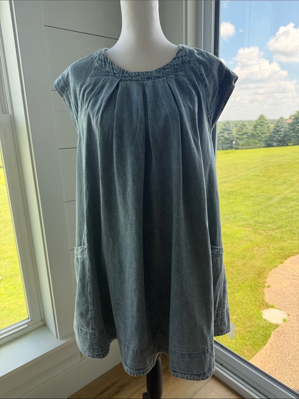Free People faded denim blue smock dress